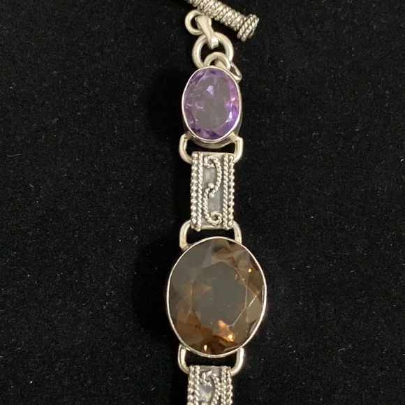 *SOLD*STERLING SILVER BOLD MULTI GEMSTONE LINK BRACELET - Picture 5 of 10